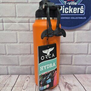 NWT ORCA HYDRA 34 oz Water Bottle Whale Tail Handle Blaze Orange